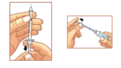 Drawing Air into Syringe and Pushing Plunger to Inject Air into the Vial Once Needle is Through Rubber Top