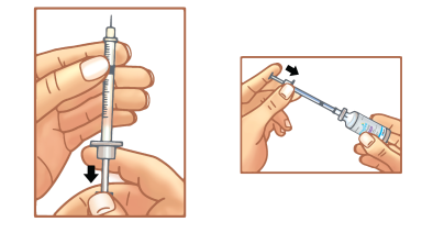 Drawing Air into Syringe and Pushing Plunger to Inject Air into the Vial Once Needle is Through Rubber Top Drawing Air into Syringe and Pushing Plunger to Inject Air into the Vial Once Needle is Through Rubber Top